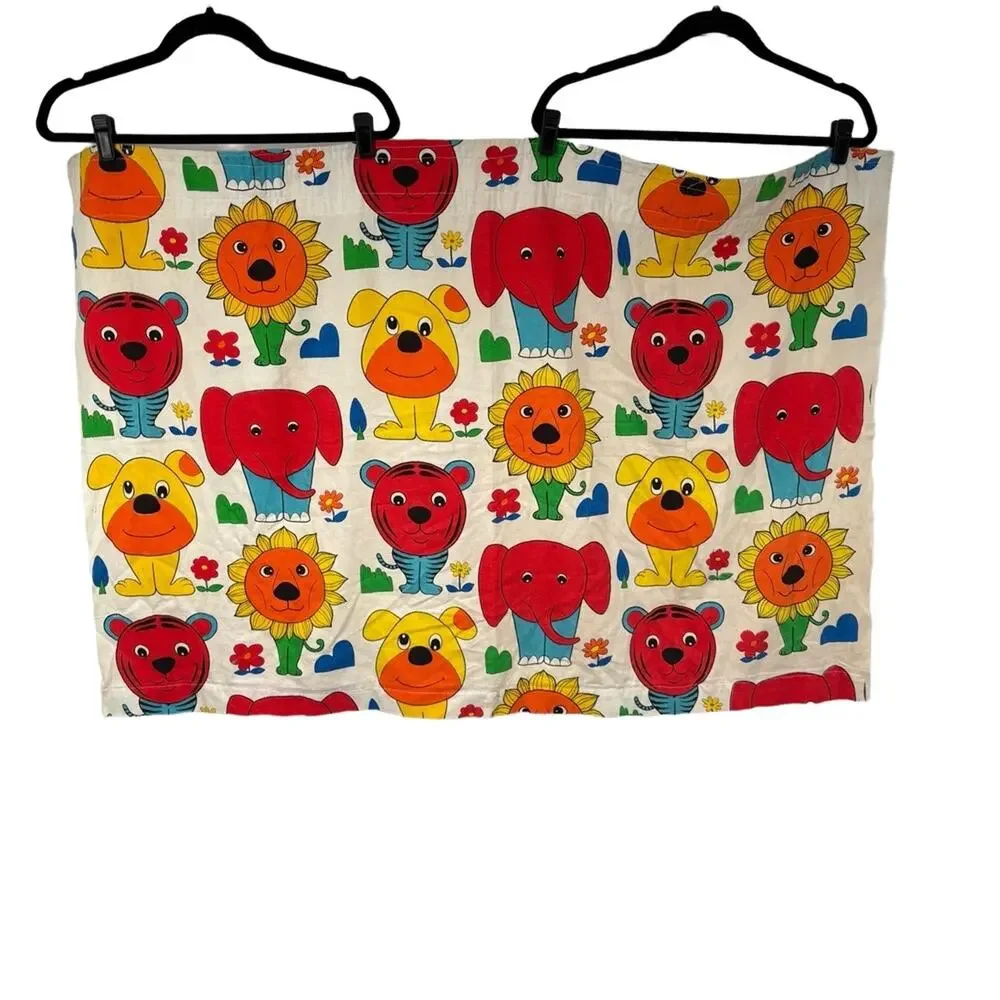 Fabric Panel Curtains 3 Animal Print Vintage Nursery Cartoon Animals Whimsical 4
